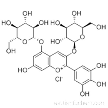 1-benzopirilio, 3,5-bis (bD-glucopiranosiloxi) -7-hidroxi-2- (3,4,5-trihidroxifenil) -, cloruro (1: 1) CAS 17670-06-3